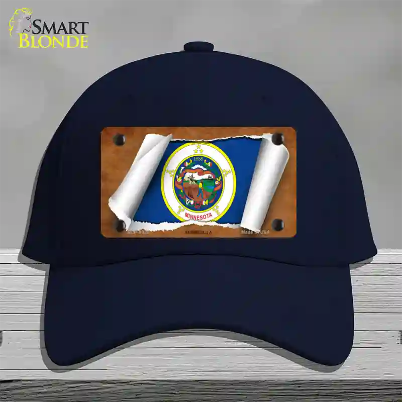 Minnesota Flag Scroll Novelty License Plate Hat Cotton / Navy