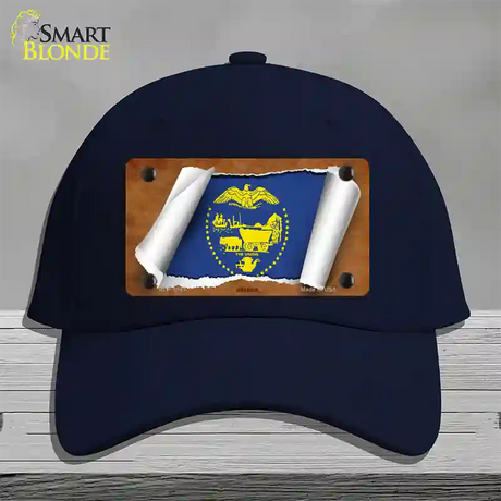 Oregon Flag Scroll Novelty License Plate Hat Cotton / Navy