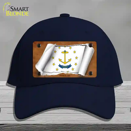 Rhode Island Flag Scroll Novelty License Plate Hat Cotton / Navy