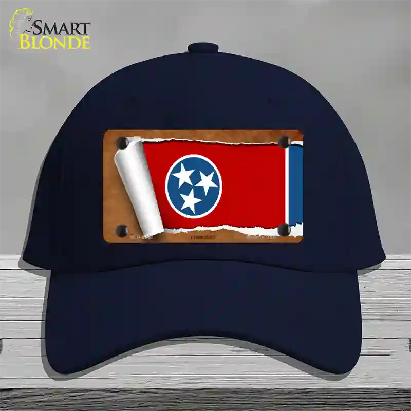 Tennessee Flag Scroll Novelty License Plate Hat Cotton / Navy