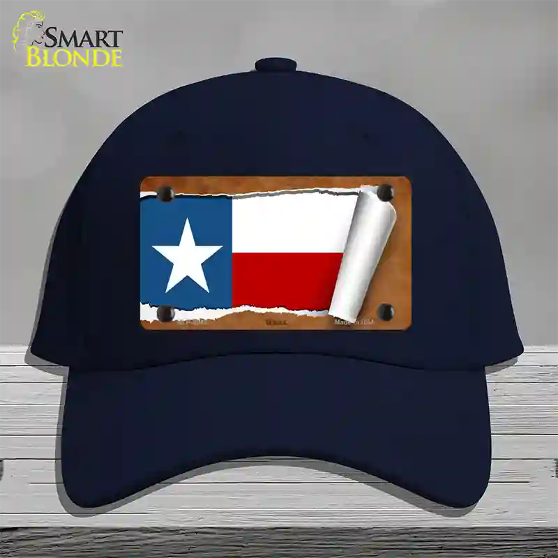 Texas Flag Scroll Novelty License Plate Hat Cotton / Navy