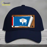 Wyoming Flag Scroll Novelty License Plate Hat Cotton / Navy