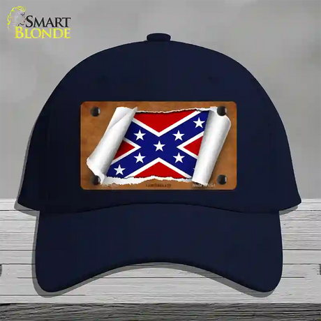 Confederate Flag Scroll Novelty License Plate Hat Cotton / Navy