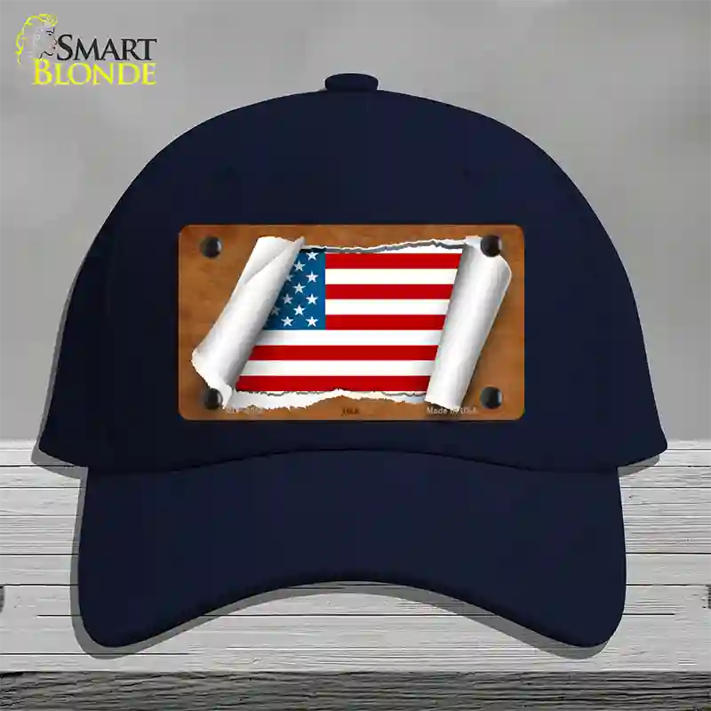 American Flag Scroll Novelty License Plate Hat Cotton / Navy