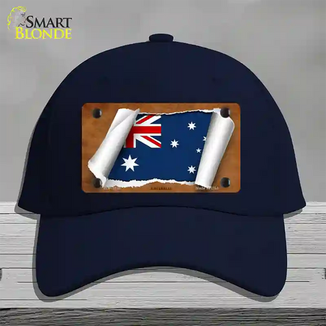 Australia Flag Scroll Novelty License Plate Hat Cotton / Navy