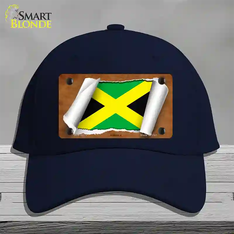 Jamaica Flag Scroll Novelty License Plate Hat Cotton / Navy