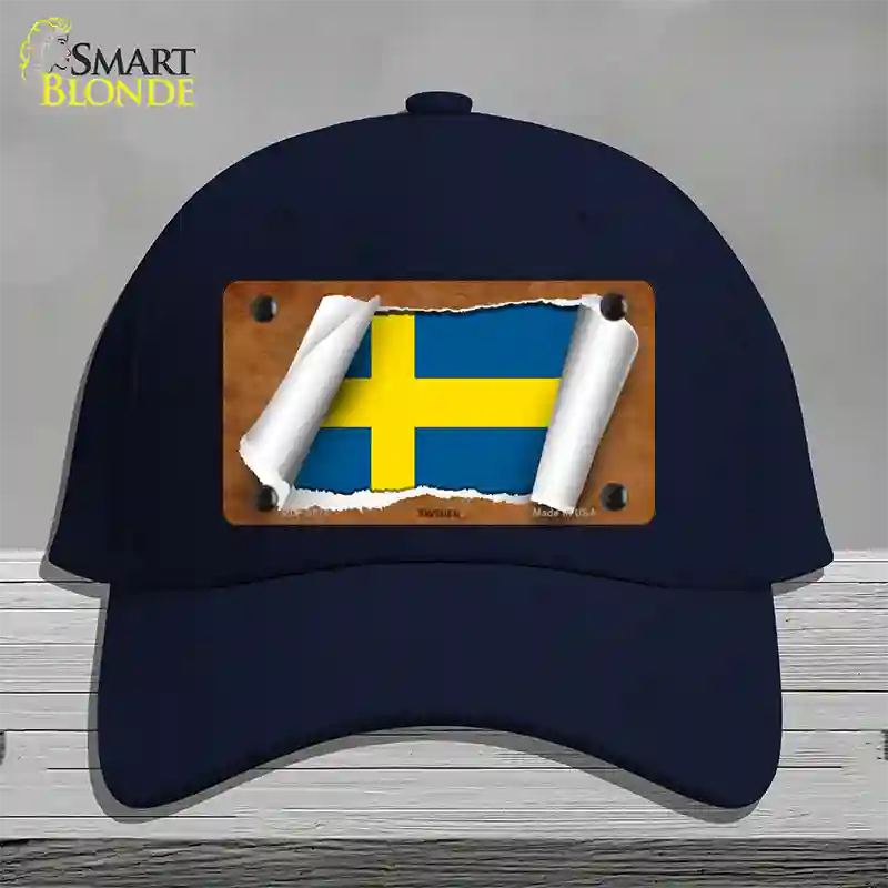 Sweden Flag Scroll Novelty License Plate Hat Cotton / Navy