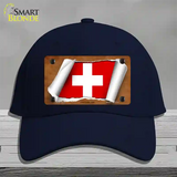 Switzerland Flag Scroll Novelty License Plate Hat Cotton / Navy