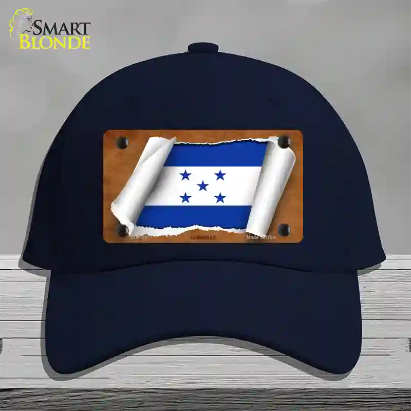 Honduras Flag Scroll Novelty License Plate Hat Cotton / Navy