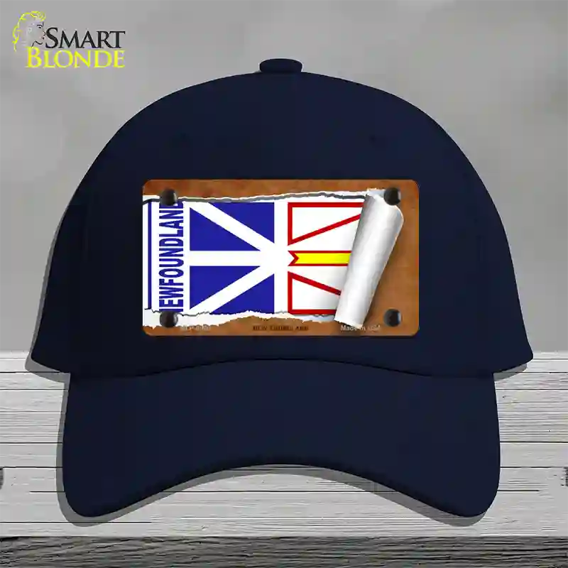 Newfoundland Flag Scroll Novelty License Plate Hat Cotton / Navy