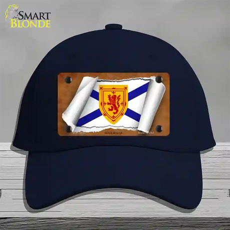 Nova Scotia Flag Scroll Novelty License Plate Hat Cotton / Navy