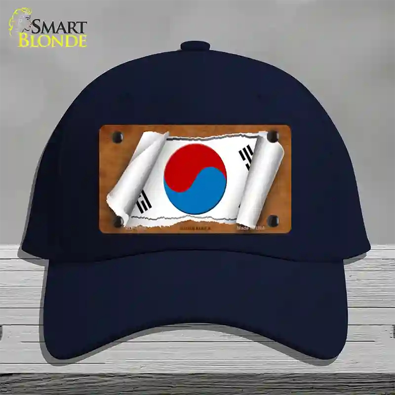 South Korea Flag Scroll Novelty License Plate Hat Cotton / Navy