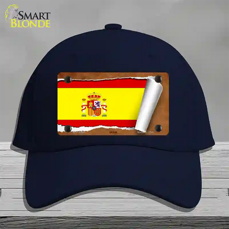 Spain Flag Scroll Novelty License Plate Hat Cotton / Navy