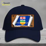 Alberta Canada Flag Scroll Novelty License Plate Hat Cotton / Navy