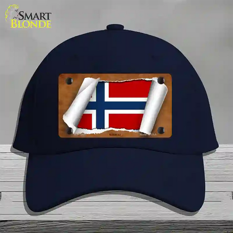 Norway Flag Scroll Novelty License Plate Hat Cotton / Navy