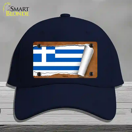 Greece Flag Scroll Novelty License Plate Hat Cotton / Navy