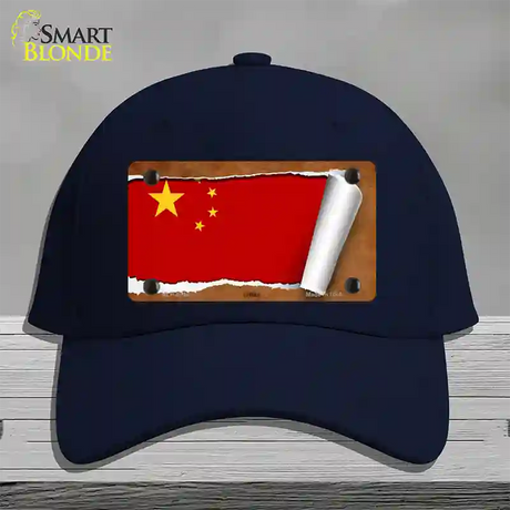 China Flag Scroll Novelty License Plate Hat Cotton / Navy