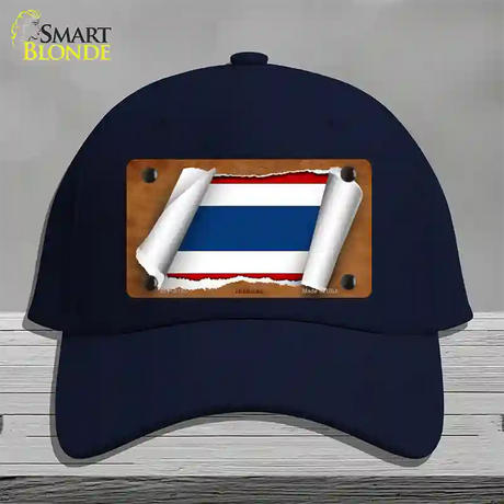 Thailand Flag Scroll Novelty License Plate Hat Cotton / Navy