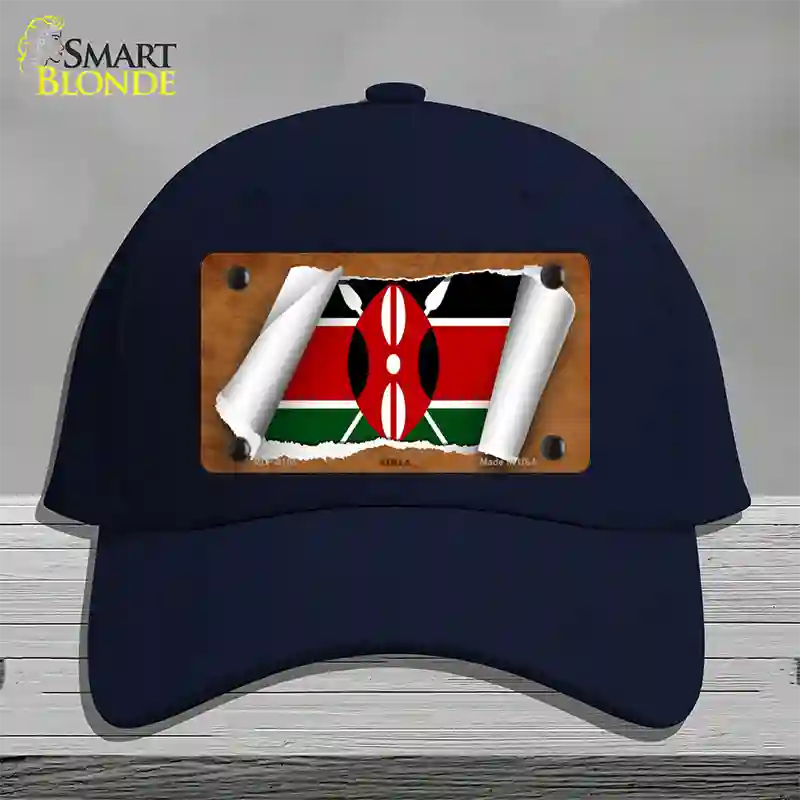 Kenya Flag Scroll Novelty License Plate Hat Cotton / Navy