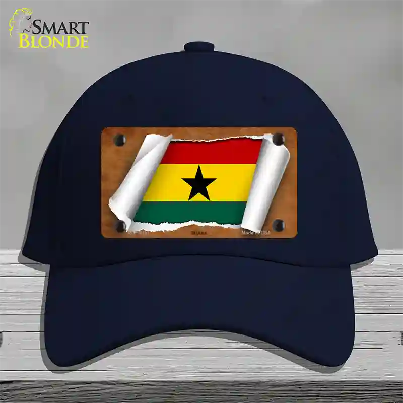 Ghana Flag Scroll Novelty License Plate Hat Cotton / Navy