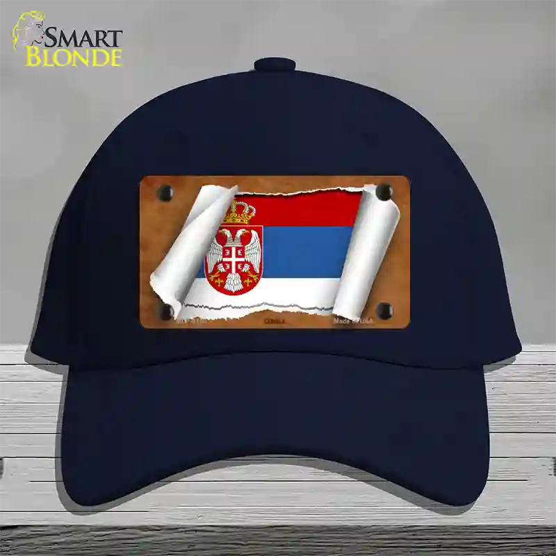 Serbia/Eagle Flag Scroll Novelty License Plate Hat Cotton / Navy