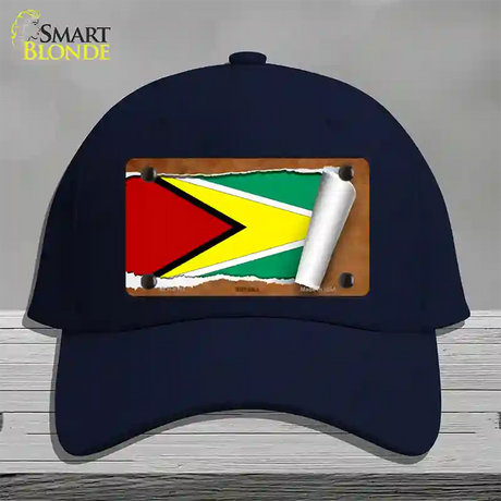 Guyana Flag Scroll Novelty License Plate Hat Cotton / Navy