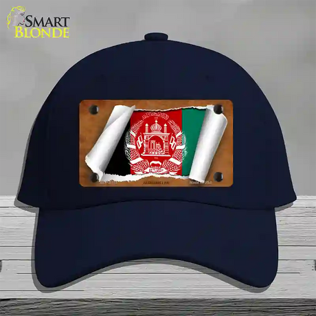 Afghanistan Flag Scroll Novelty License Plate Hat Cotton / Navy