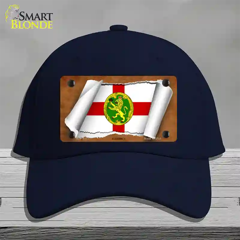 Alderney Flag Scroll Novelty License Plate Hat Cotton / Navy