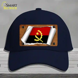 Angola Flag Scroll Novelty License Plate Hat Cotton / Navy