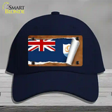 Anguilla Flag Scroll Novelty License Plate Hat Cotton / Navy