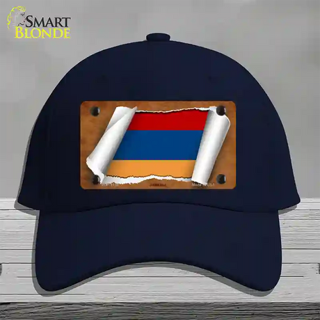 Armenia Flag Scroll Novelty License Plate Hat Cotton / Navy