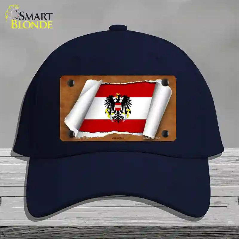 Austria Flag Scroll Novelty License Plate Hat Cotton / Navy