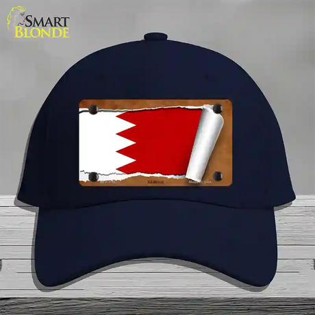 Bahrain Flag Scroll Novelty License Plate Hat Cotton / Navy