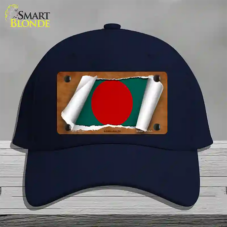 Bangladesh Flag Scroll Novelty License Plate Hat Cotton / Navy