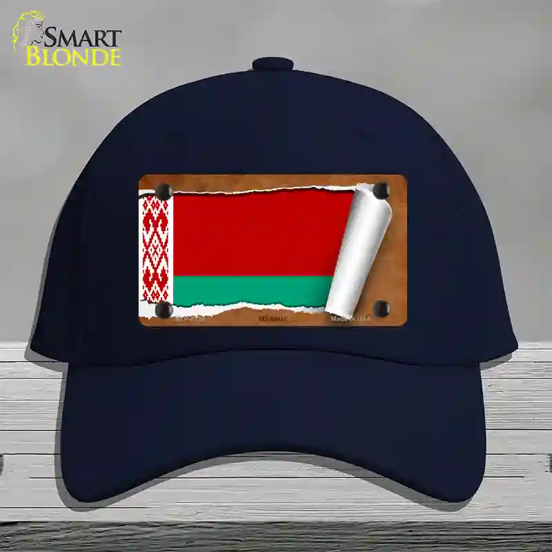 Belarus Flag Scroll Novelty License Plate Hat Cotton / Navy