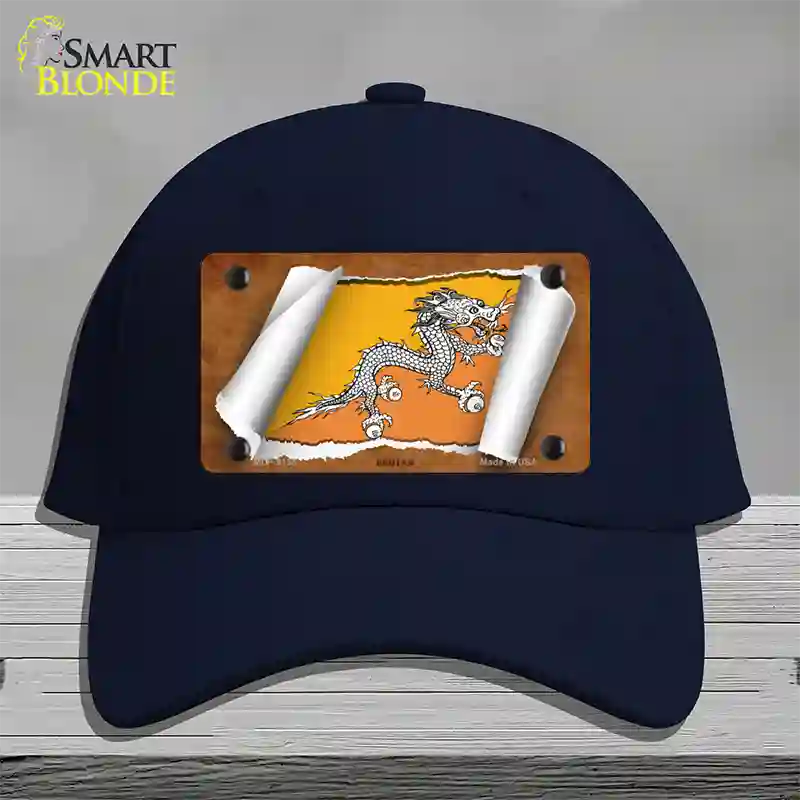 Bhutan Flag Scroll Novelty License Plate Hat Cotton / Navy