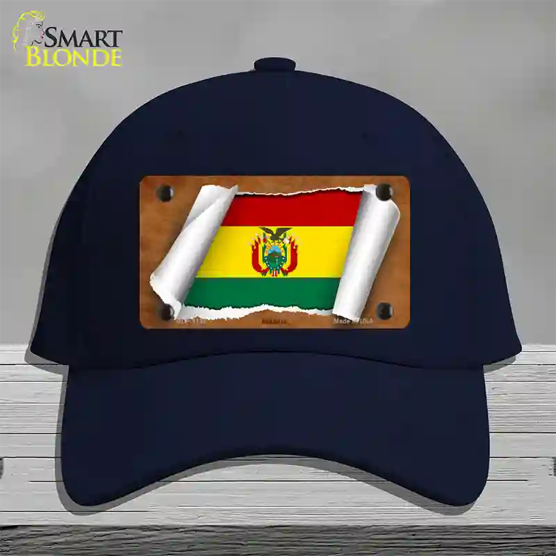 Bolivia Flag Scroll Novelty License Plate Hat Cotton / Navy