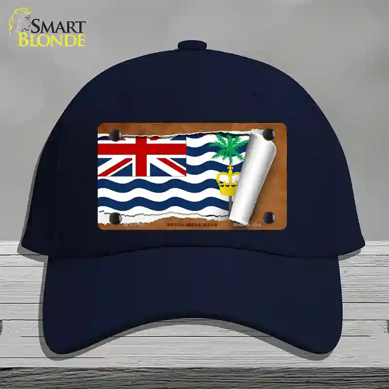 British Indian Ocean Flag Scroll Novelty License Plate Hat Cotton / Navy