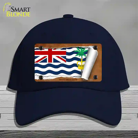 British Indian Ocean Flag Scroll Novelty License Plate Hat Cotton / Navy