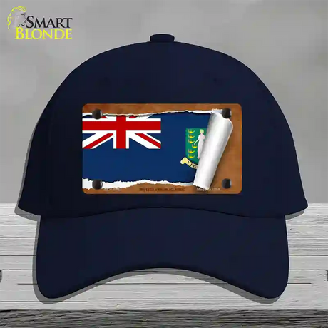 British Virgin Island Flag Scroll Novelty License Plate Hat Cotton / Navy