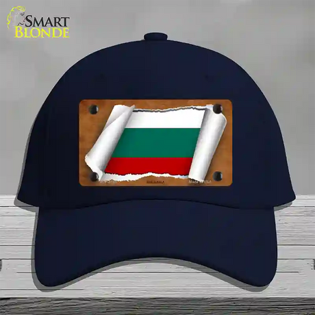 Bulgaria Flag Scroll Novelty License Plate Hat Cotton / Navy