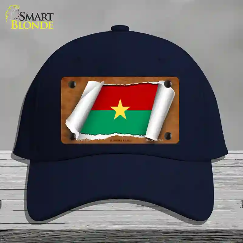 Burkina Faso Flag Scroll Novelty License Plate Hat Cotton / Navy