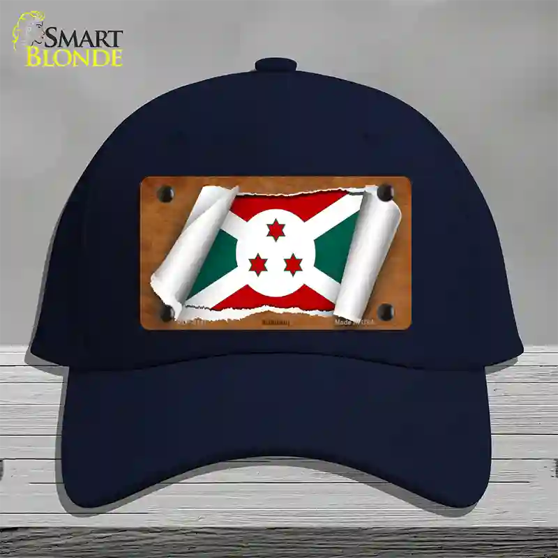 Burundi Flag Scroll Novelty License Plate Hat Cotton / Navy