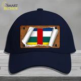 Central African Republic Flag Scroll Novelty License Plate Hat Cotton / Navy