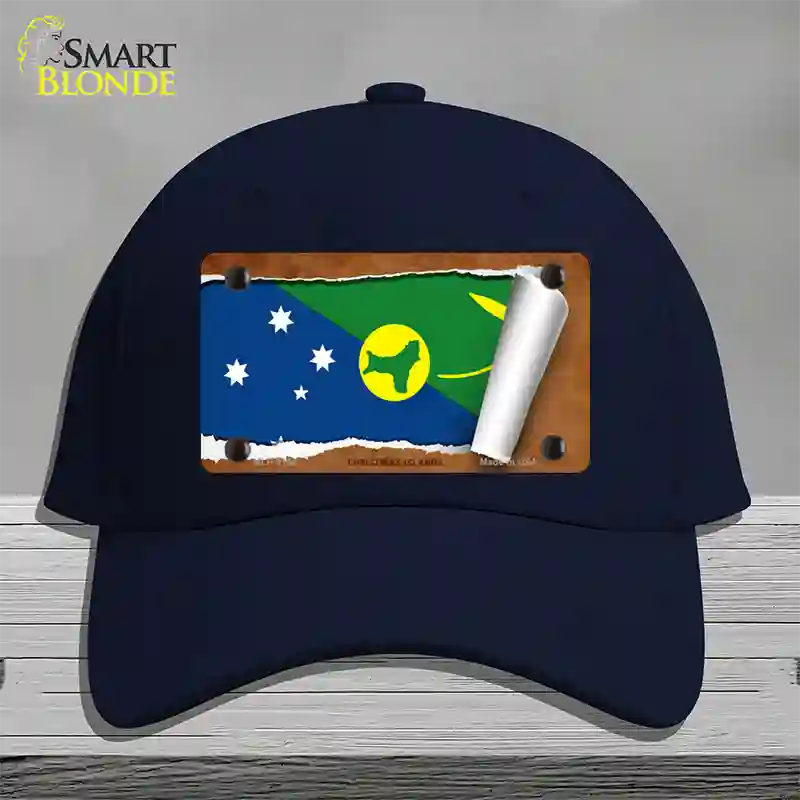 Christmas Islands Flag Scroll Novelty License Plate Hat Cotton / Navy