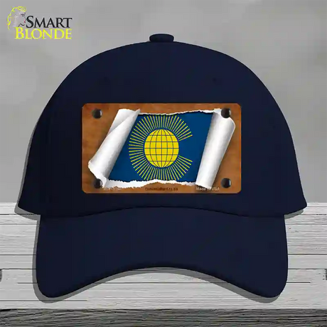 Commonwealth Flag Scroll Novelty License Plate Hat Cotton / Navy