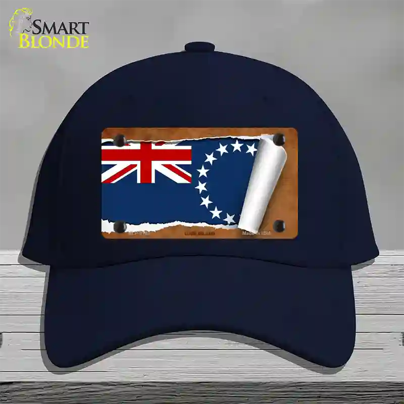 Cook Island Flag Scroll Novelty License Plate Hat Cotton / Navy