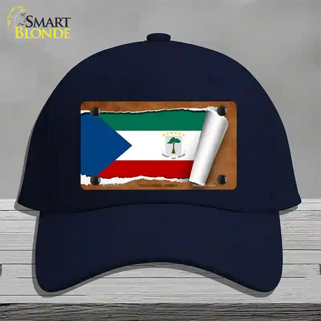 Equatorial Guinea Flag Scroll Novelty License Plate Hat Cotton / Navy