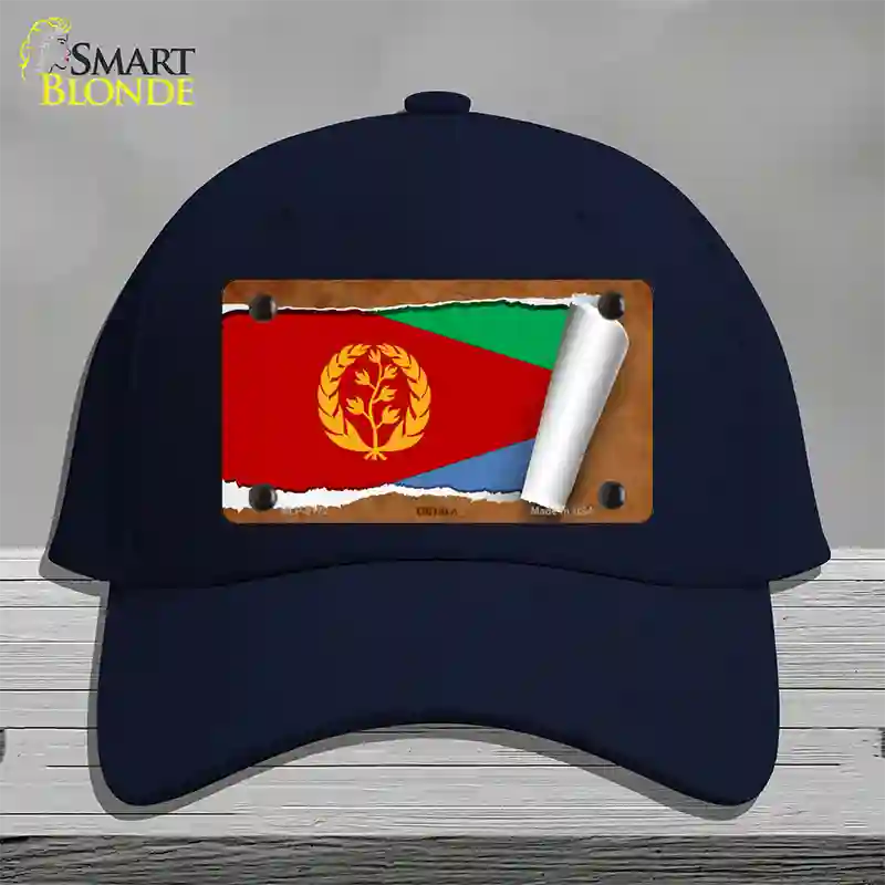 Eritrea Flag Scroll Novelty License Plate Hat Cotton / Navy