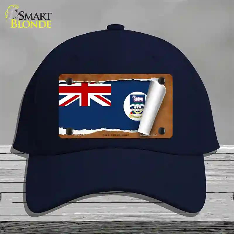 Falkland Islands Flag Scroll Novelty License Plate Hat Cotton / Navy